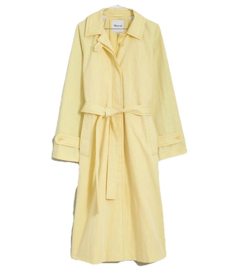 Madewell Jacket Medium NEW Candlelight Yellow Belted Trench Coat Relaxed Fit